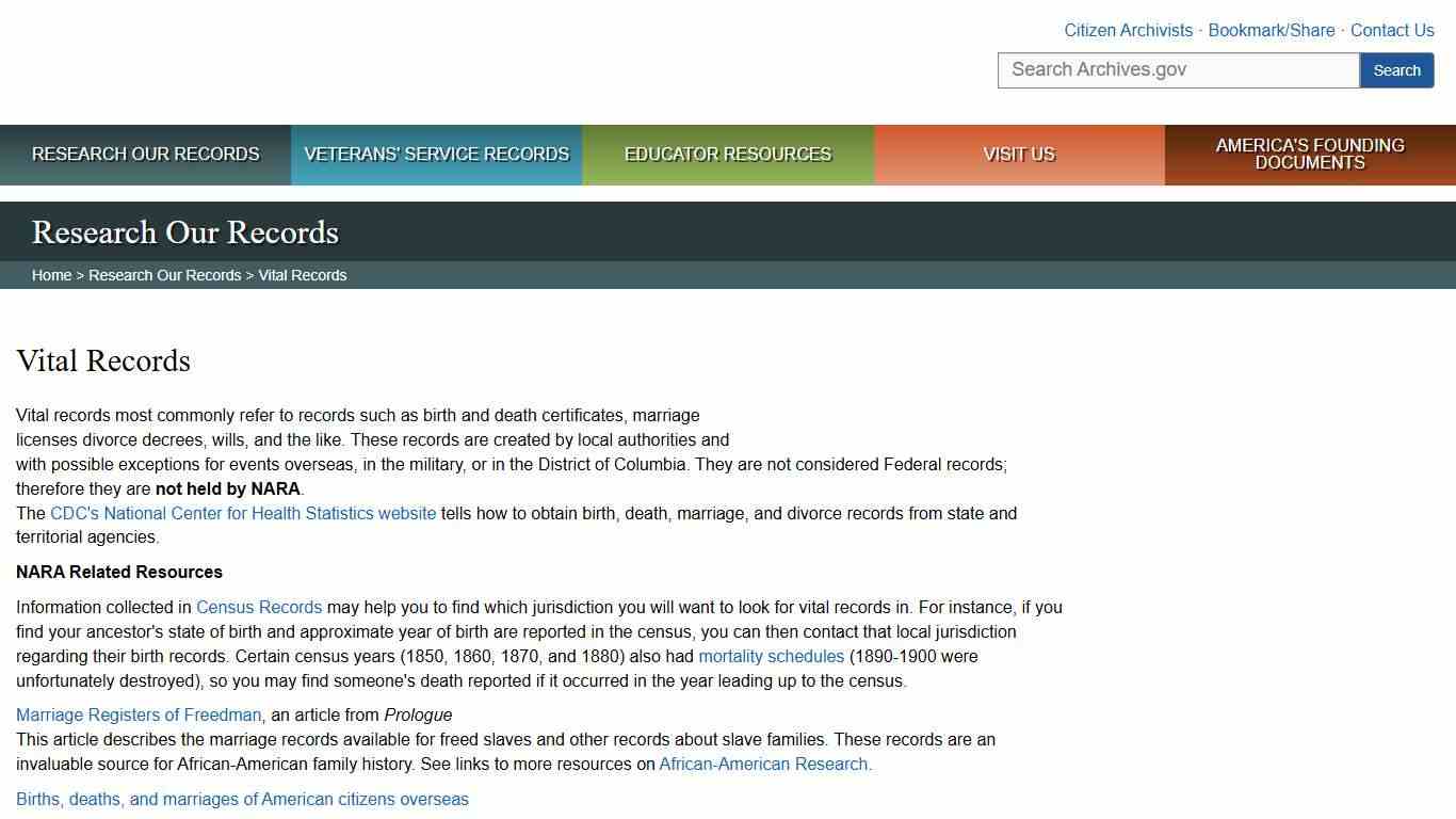 Vital Records | National Archives